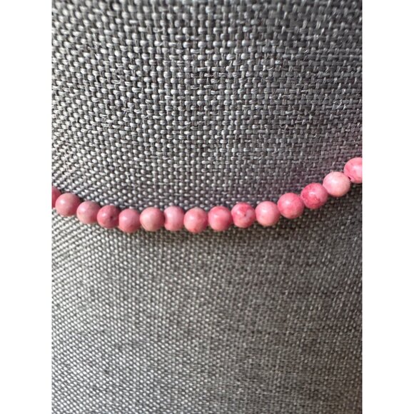 Pink Rhodochrosite Beaded Necklace 36" Long Round Stone Beads Womens Jewelry Boh - Picture 3 of 5